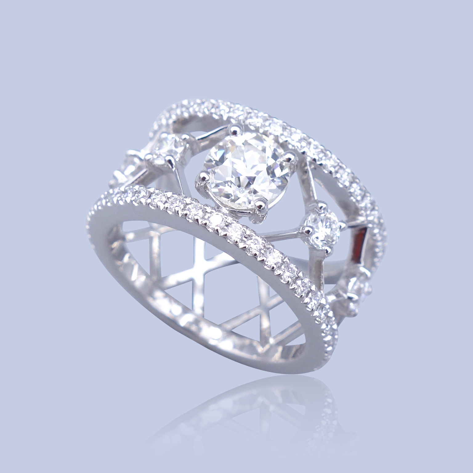 bague bandeau croisillons diamants