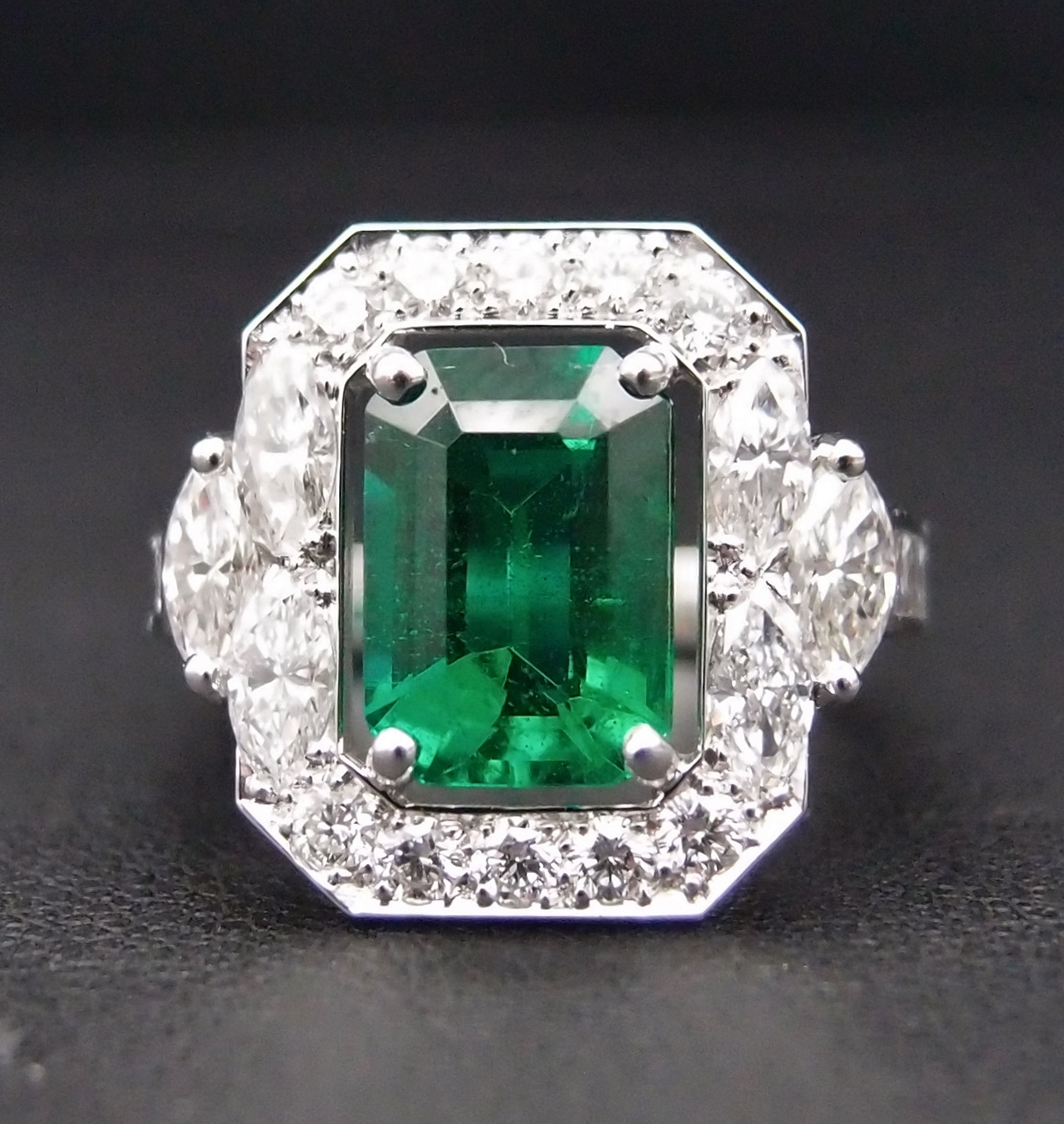 bague fiançailles émeraude diamants