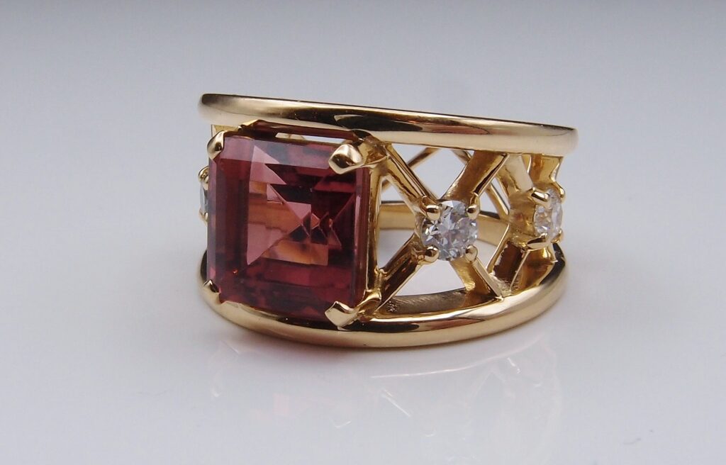 bague bandeau saphir rose