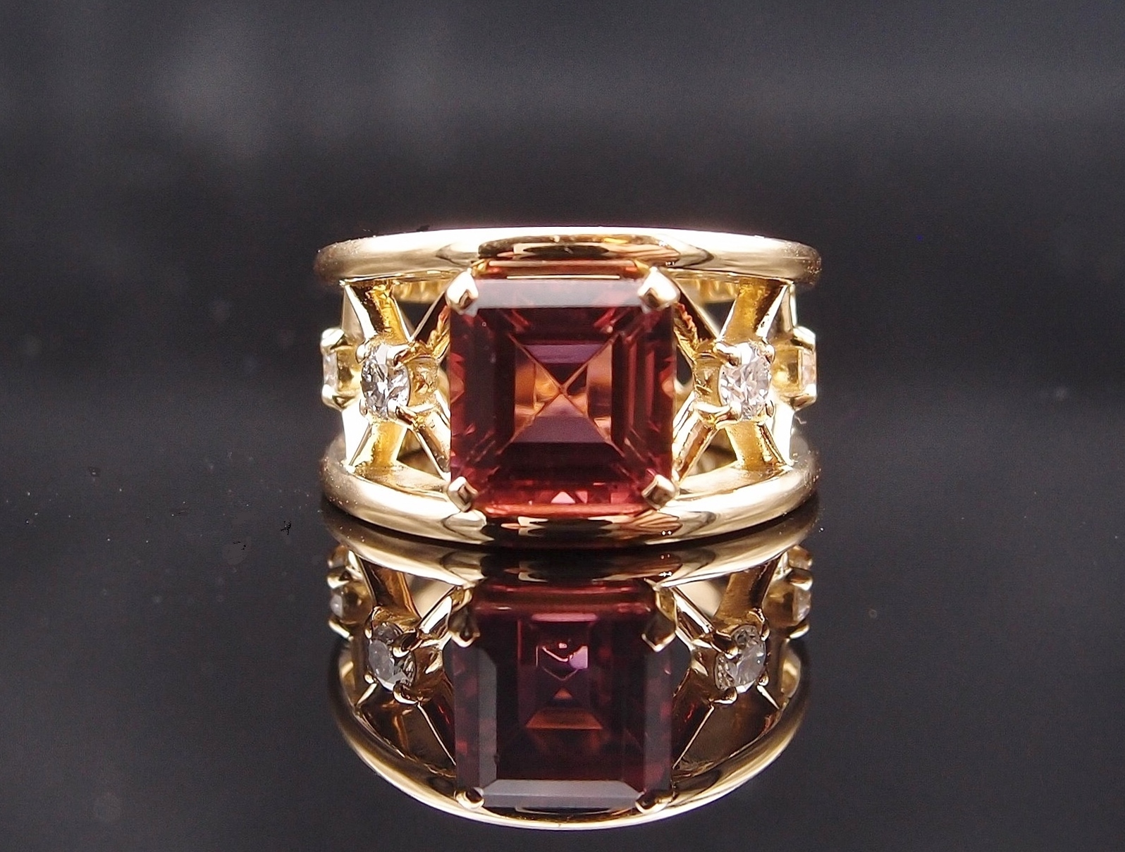 BAGUE BANDEAU TOURMALINE ROSE