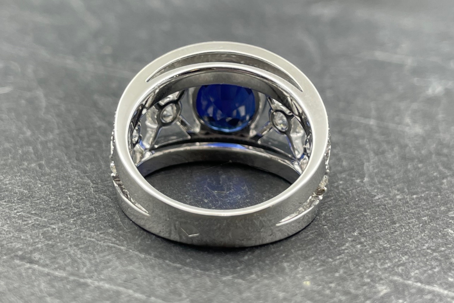 BAGUE CROISILLONS SAPHIR BLEU